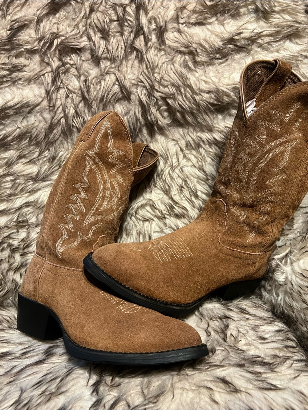 Tony Lama Men Brown Suede Western Cowboy Boots Slip/Oil Resisting soles Sz 8